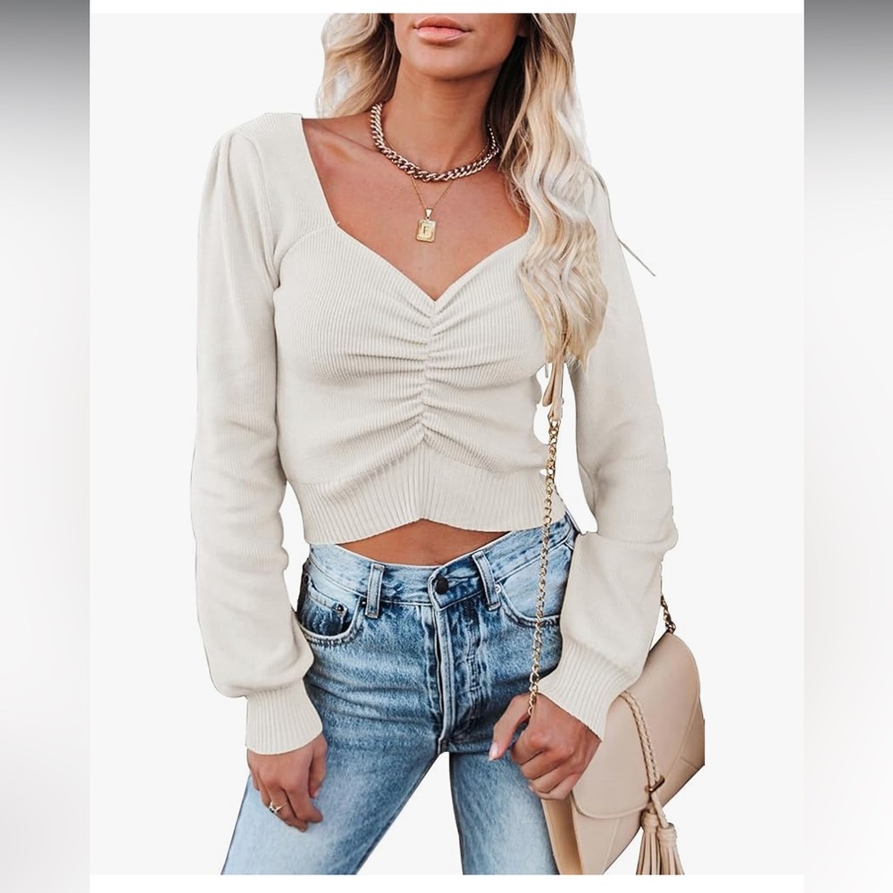 Amazon Pretty Garden Fall Long Sleeve Cropped Sweaters